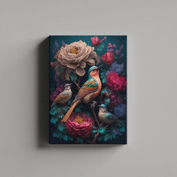 Tablou Canvas Portret – Pasari + floral